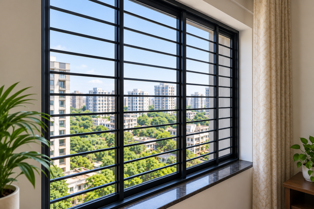 Flat safety window grill